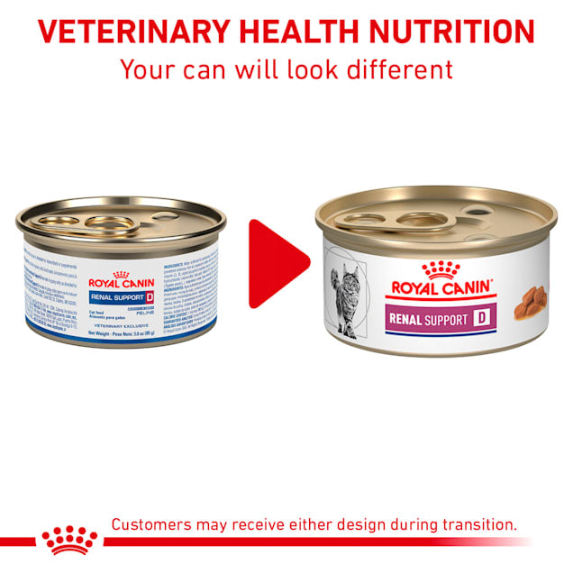 Royal Canin Veterinary Diet Adult Renal Support D Thin Slices in Gravy Canned Cat Food, 3-oz, case of 24